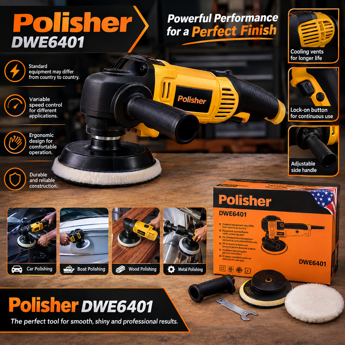 DWE6401 Professional Variable-Speed Polisher