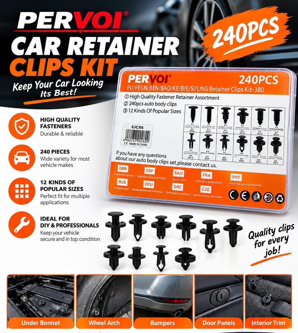 Pervoi 240-Piece Car Retainer Clips Kit