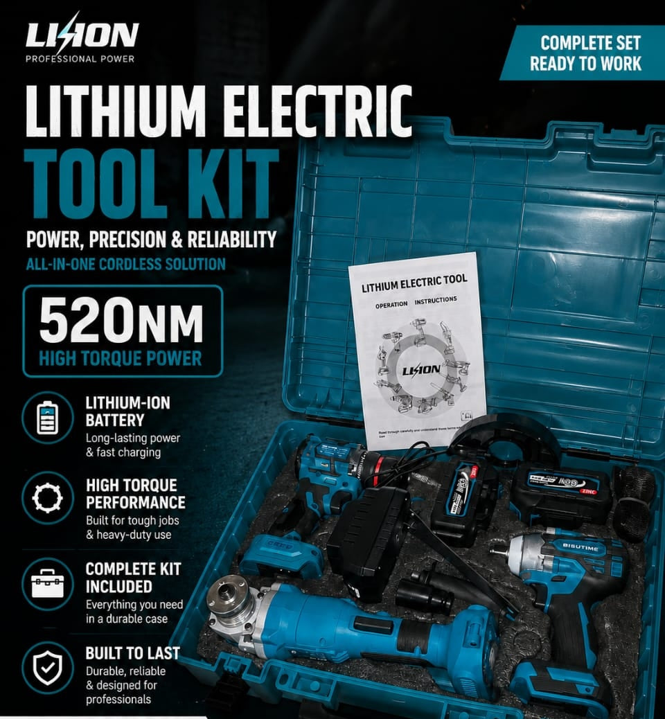 Lijion 520Nm High-Torque Cordless Tool Kit with Carry Case
